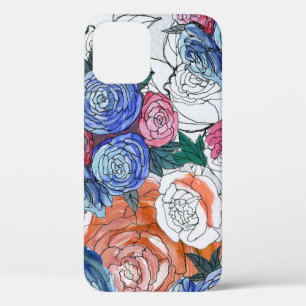 Colourful Flowers: Vibrant Seamless Pattern iPhone 12 Case