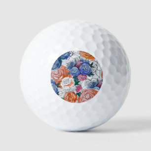 Colourful Flowers: Vibrant Seamless Pattern Golf Balls