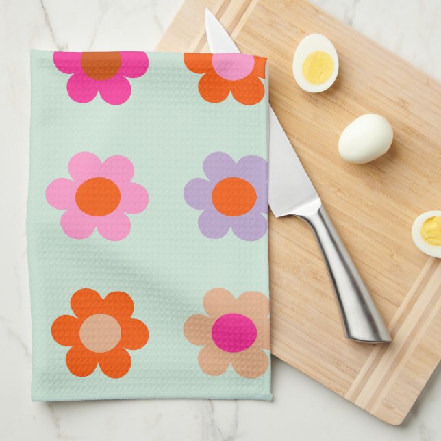 Colourful Flowers Vintage Floral Kitchen Towel (Quarter Fold)