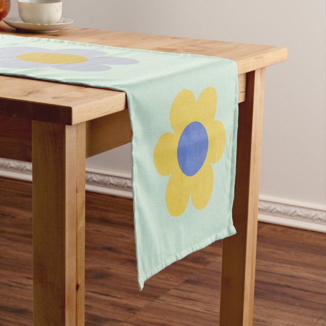Colourful Flowers Vintage Floral Short Table Runner (In Situ)