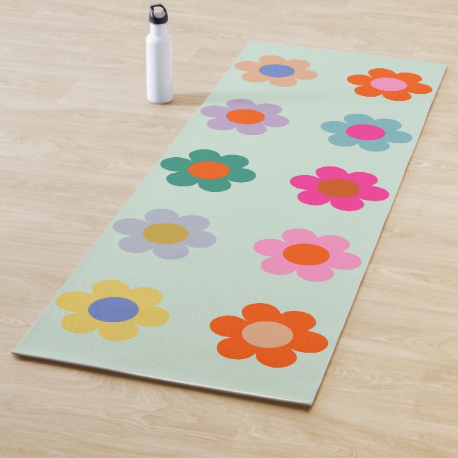 Colourful Flowers Vintage Floral Yoga Mat (In Situ)
