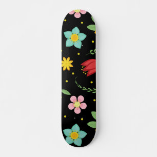  Colourful Flowers Watercolor Cute        Skateboard