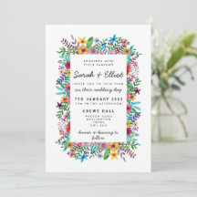 Colourful Flowers Wedding Invitation