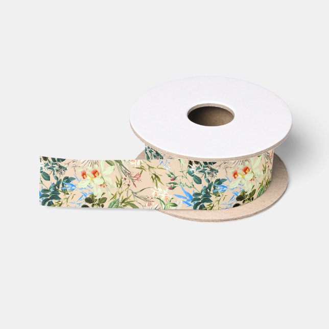 Colourful Flowers, Wild Flowers, Hibiscus, Orchid Satin Ribbon (Spool)