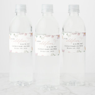 Colourful Flowers, Wildflowers, Boho, Baby Shower Water Bottle Label