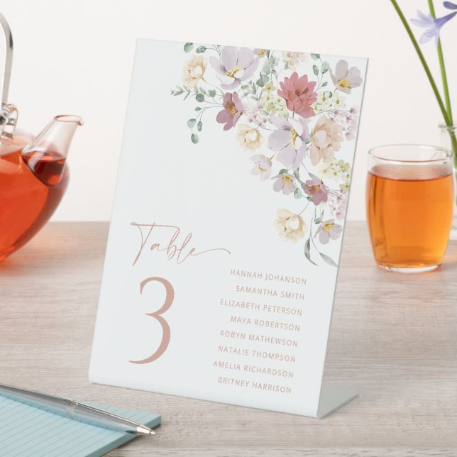 Colourful Flowers, Wildflowers, Boho, Bridal Showe Pedestal Sign (In SItu)