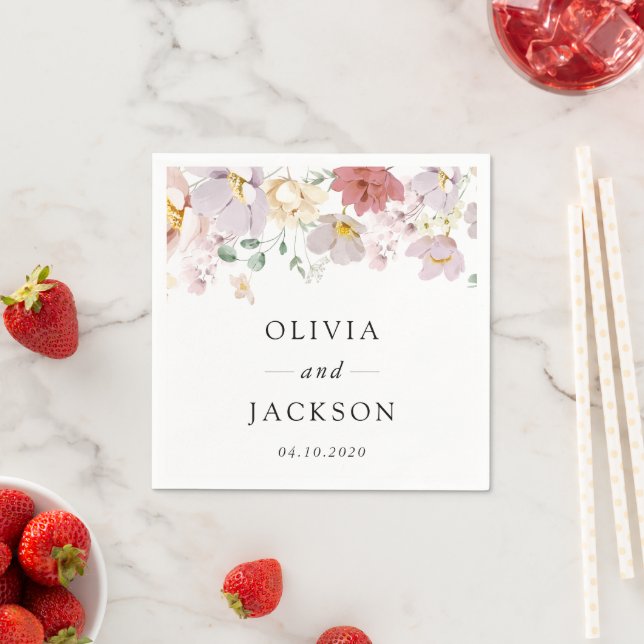 Colourful Flowers, Wildflowers, Boho, Wedding Napkin (Insitu)