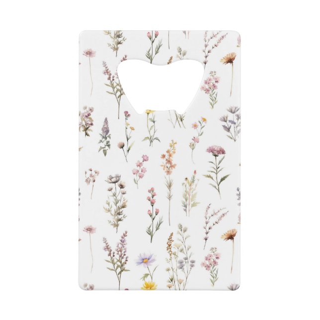 Colourful Flowers, Wildflowers, Garden Flowers Credit Card Bottle Opener (Front)