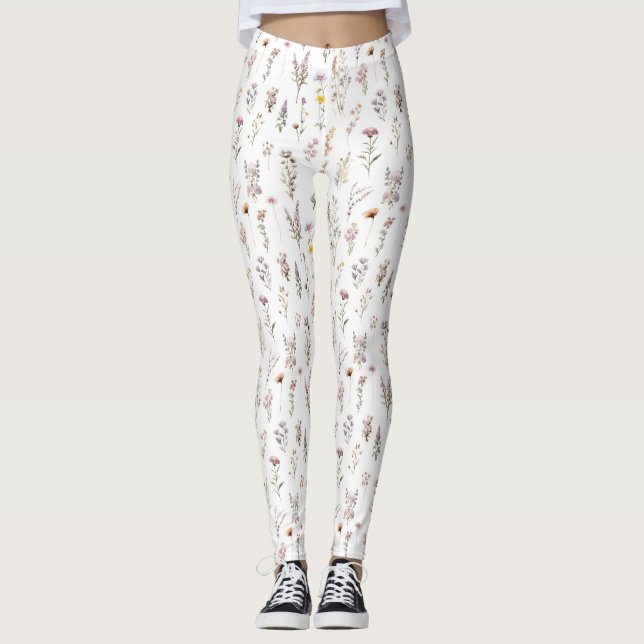 Colourful Flowers, Wildflowers, Garden Flowers Leggings (Front)