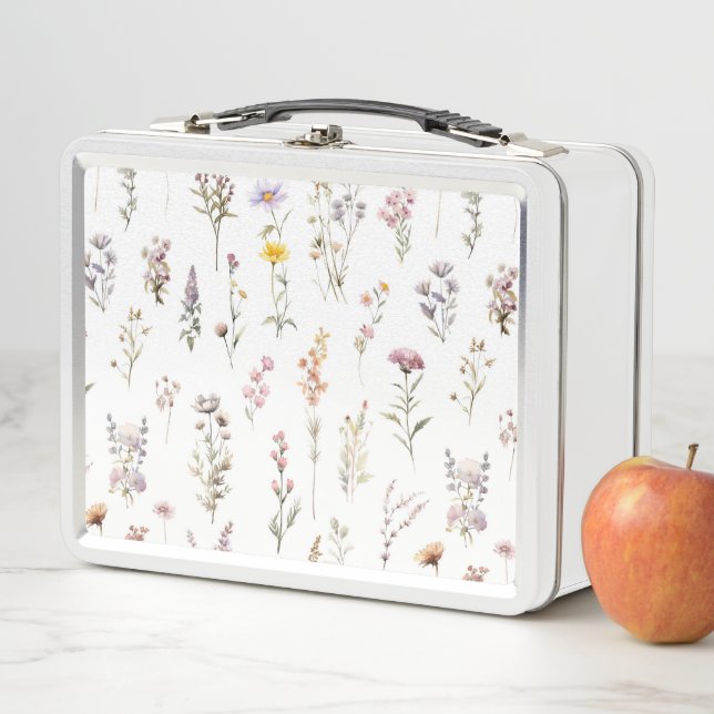 Colourful Flowers, Wildflowers, Garden Flowers Metal Lunch Box (In Situ)