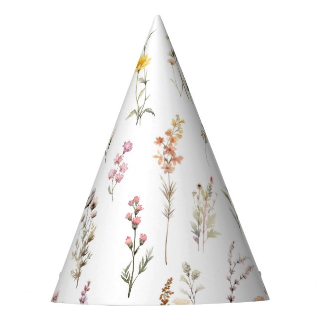 Colourful Flowers, Wildflowers, Garden Flowers Party Hat (Front)