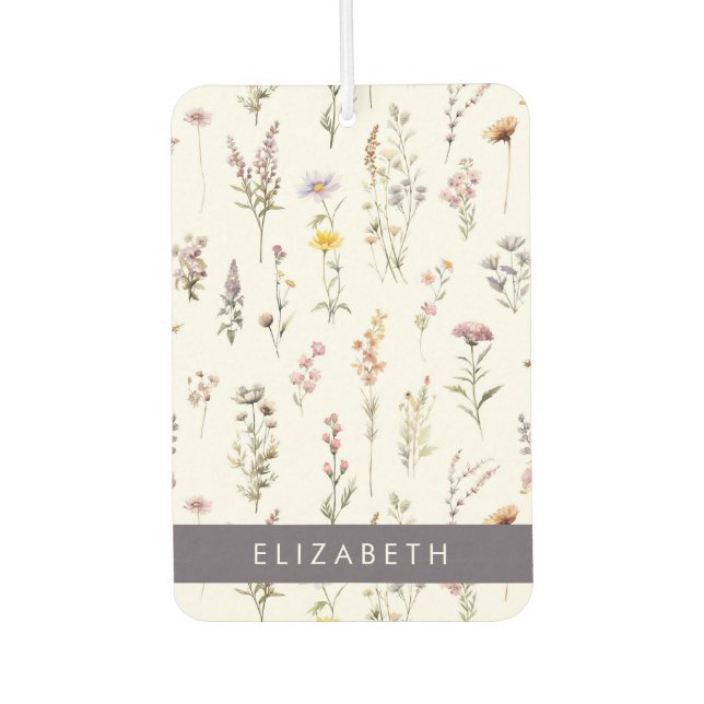 Colourful Flowers, Wildflowers, Greenery, Your Nam Air Freshener (Front)
