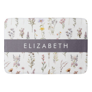 Colourful Flowers, Wildflowers, Greenery, Your Nam Bath Mat