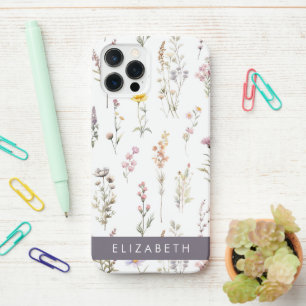 Colourful Flowers, Wildflowers, Greenery, Your Nam iPhone 12 Pro Case