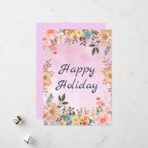 Colourful Flowers With Happy Holiday Typographie 