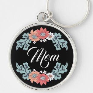 Colourful  Flowers  with Mom Keychain