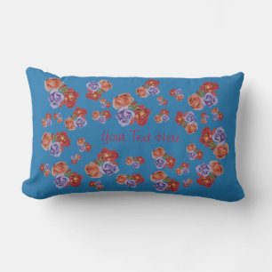 colourful flowers with rose buds and red roses lumbar pillow