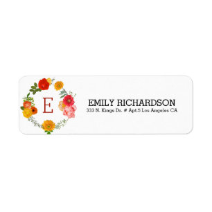 Colourful Flowers Wreath Label