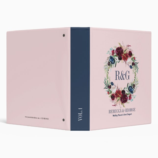 Colourful flowers wreath wedding design binder (Background)