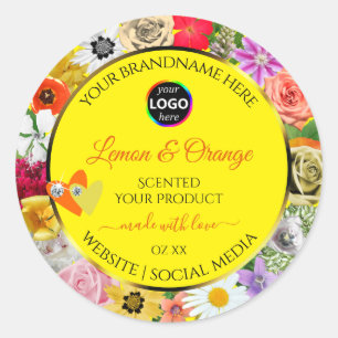 Colourful Flowers Yellow Product Labels Hearts Log