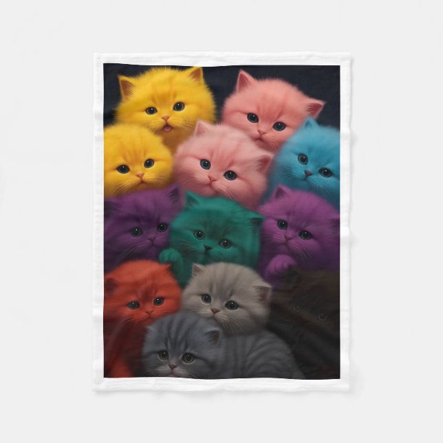 Colourful Fluffy Kittens Blanket (Front)