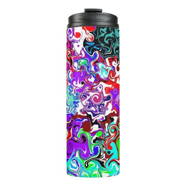 Colourful Fluid Art Abstract Marble Thermal Tumbler (Front)