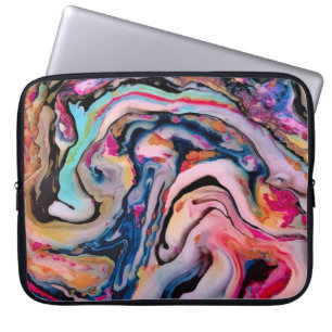 Colourful Fluid Marbling Abstraction Laptop Sleeve