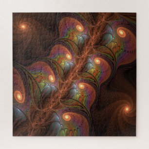 Colourful Fluorescent Abstract Modern Brown Fracta Jigsaw Puzzle