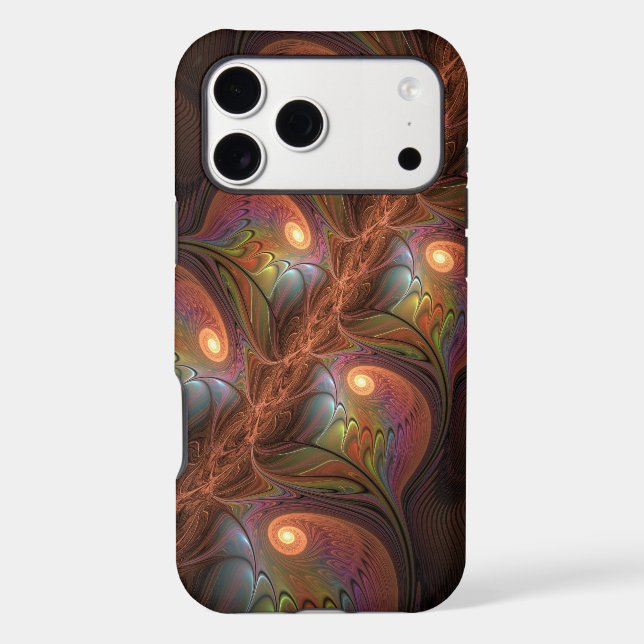 Colourful Fluorescent Abstract Trippy Brown Fracta (Back)