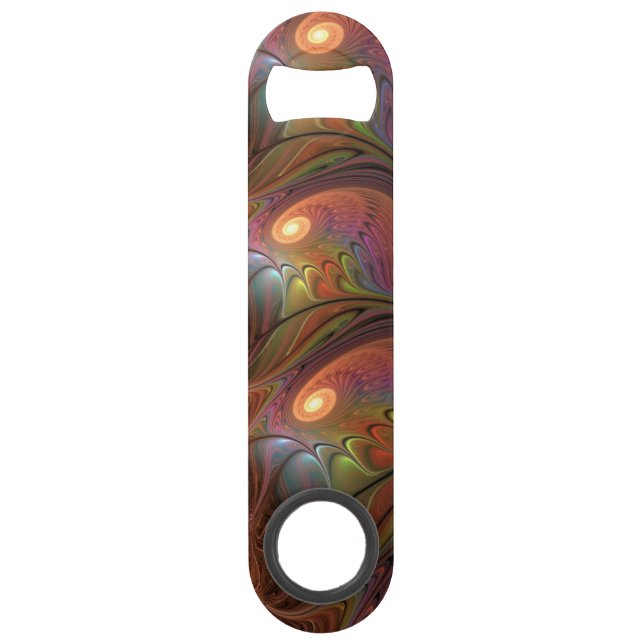 Colourful Fluorescent Abstract Trippy Brown Fracta Bar Key (Front)