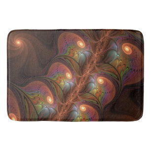 Colourful Fluorescent Abstract Trippy Brown Fracta Bath Mat