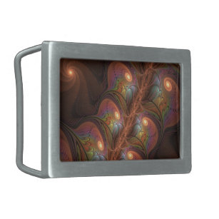 Colourful Fluorescent Abstract Trippy Brown Fracta Belt Buckle
