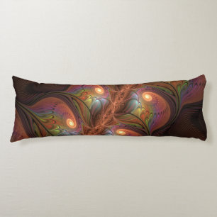 Colourful Fluorescent Abstract Trippy Brown Fracta Body Pillow