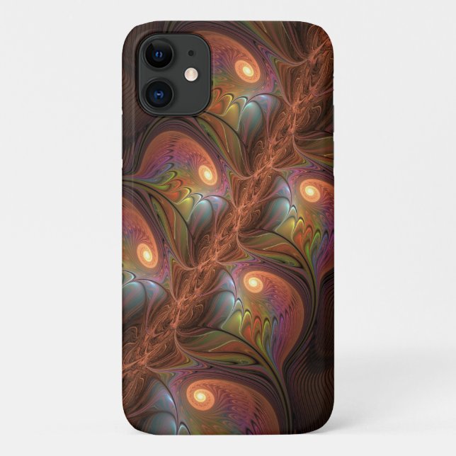 Colourful Fluorescent Abstract Trippy Brown Fracta Case-Mate iPhone Case (Back)