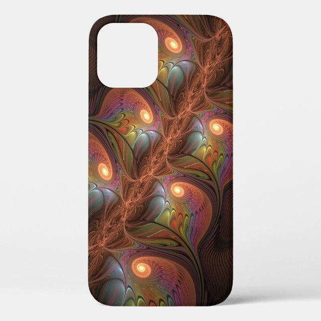 Colourful Fluorescent Abstract Trippy Brown Fracta Case-Mate iPhone Case (Back)