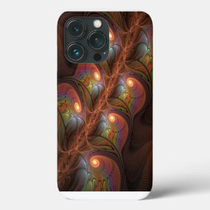 Colourful Fluorescent Abstract Trippy Brown Fracta iPhone 13 Pro Case