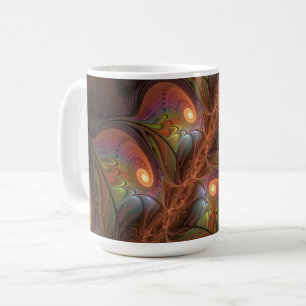 Colourful Fluorescent Abstract Trippy Brown Fracta Coffee Mug