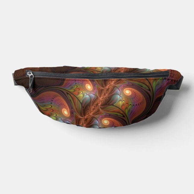 Colourful Fluorescent Abstract Trippy Brown Fracta Fanny Pack (Lay Down)