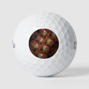 Colourful Fluorescent Abstract Trippy Brown Fracta Golf Balls