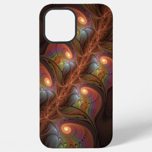 Colourful Fluorescent Abstract Trippy Brown Fracta iPhone 12 Pro Max Case