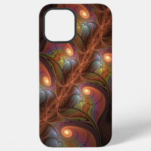 Colourful Fluorescent Abstract Trippy Brown Fracta iPhone 12 Pro Max Case