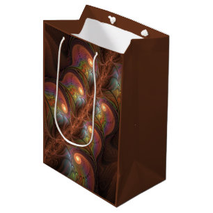 Colourful Fluorescent Abstract Trippy Brown Fracta Medium Gift Bag