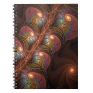 Colourful Fluorescent Abstract Trippy Brown Fracta Notebook