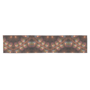 Colourful Fluorescent Abstract Trippy Brown Fracta Short Table Runner