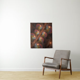 Colourful Fluorescent Abstract Trippy Brown Fracta Tapestry