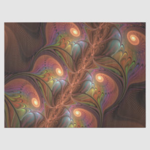 Colourful Fluorescent Abstract Trippy Brown Fracta Tissue Paper