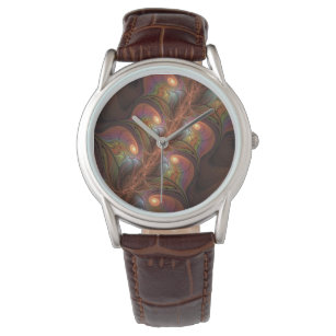 Colourful Fluorescent Abstract Trippy Brown Fracta Watch