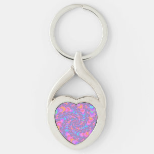 Colourful Fluorescent Trippy Fractal Spiral Keychain