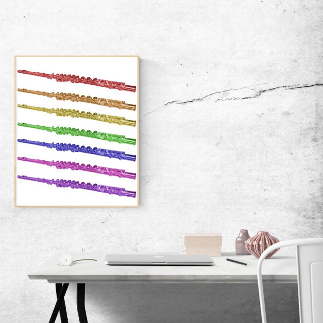 Colourful Flutes Rainbow Poster (A poster of colorful flutes in red, orange, yellow, green, blue, pink and purple)