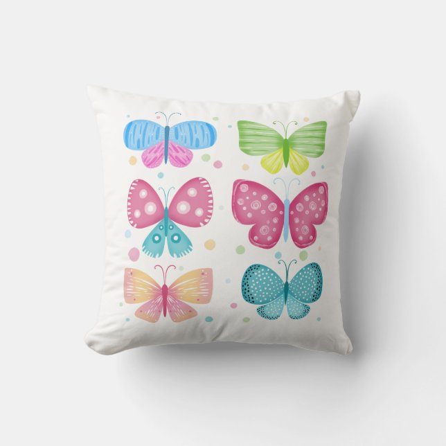 Colourful Flutter Friends Throw Pillow (Front)
